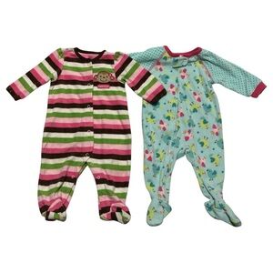 Carter’s Warm & Comfy Zip Up One Piece Footie Pajamas 2-Piece Lot -Size 6 months